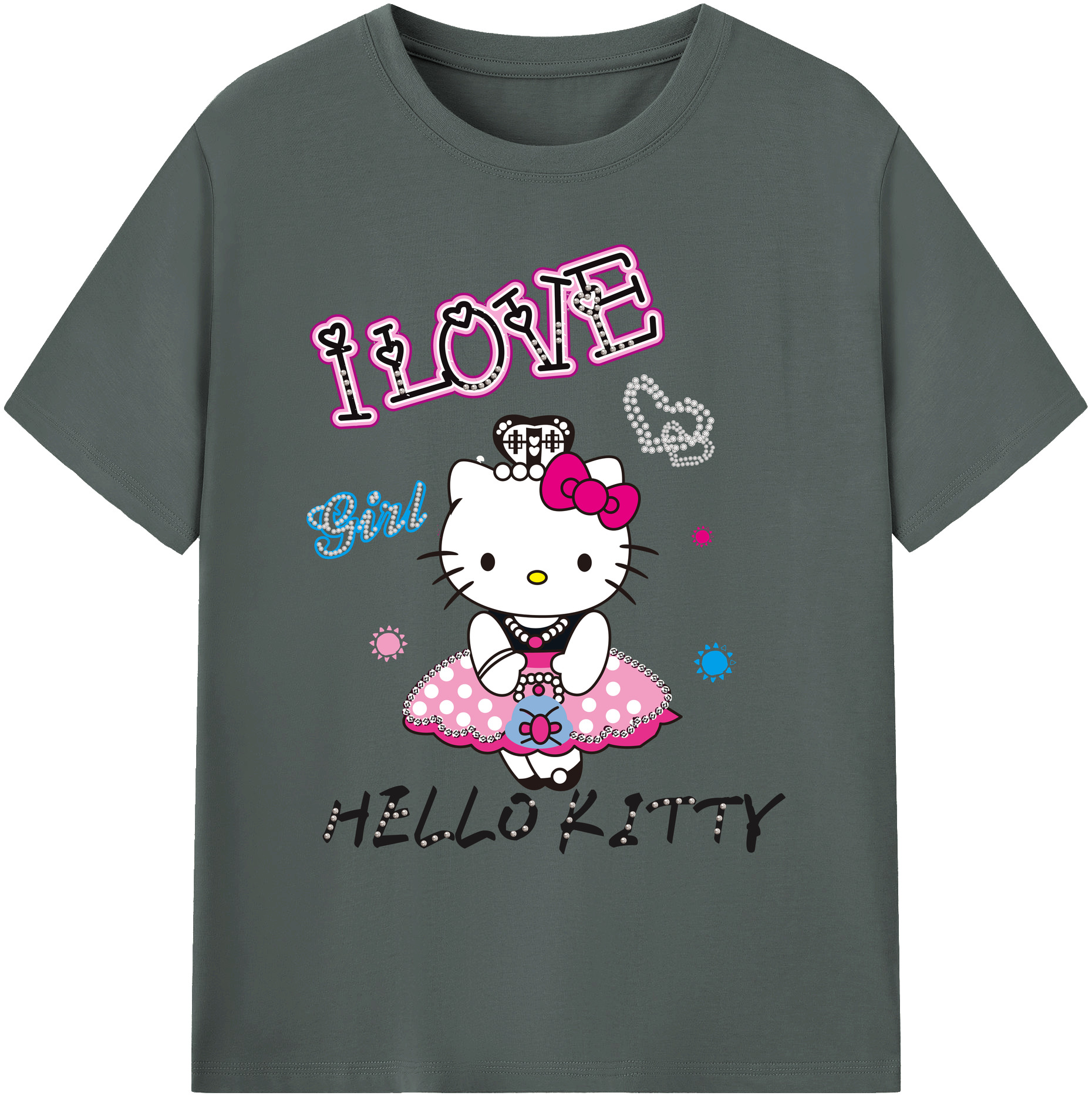 （画像用） Hello Kitty ハローキティ 綿100％ メンズ半袖Tシャツ｜肌触りやわらか＆通気性